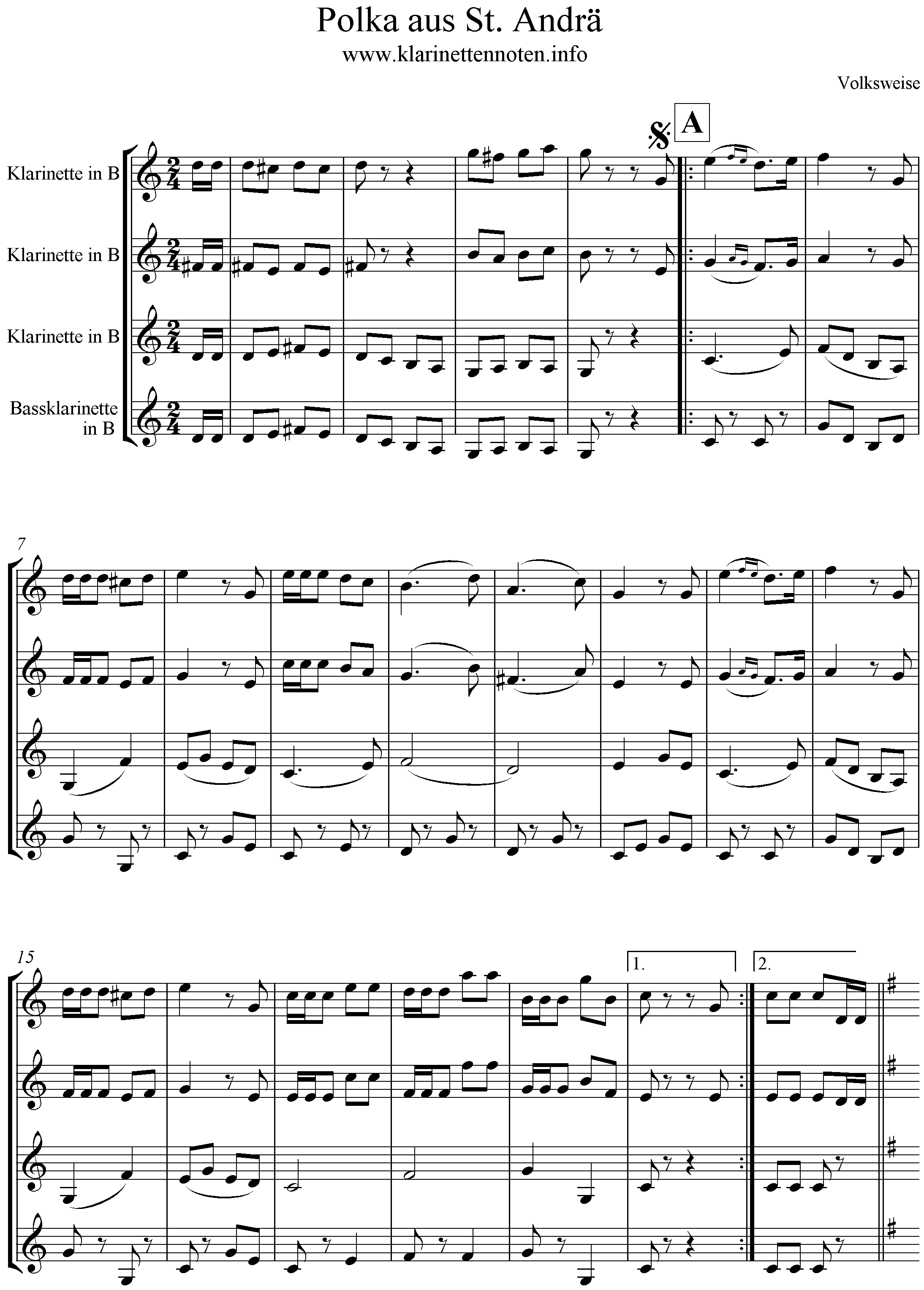 Polka aus St. Andrä, Quartett